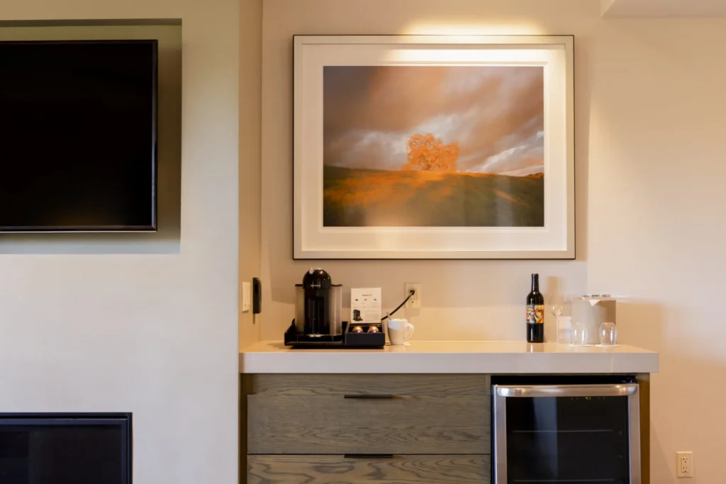 a picture hanging on the wall of a kitchen