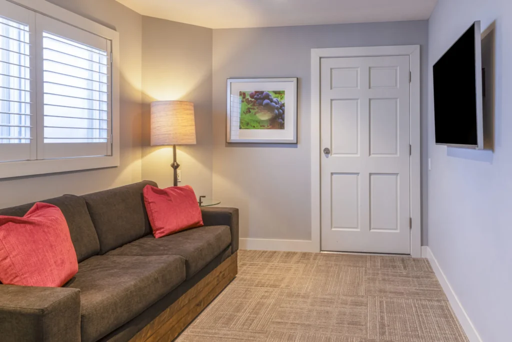 a living room with a couch and a flat screen tv