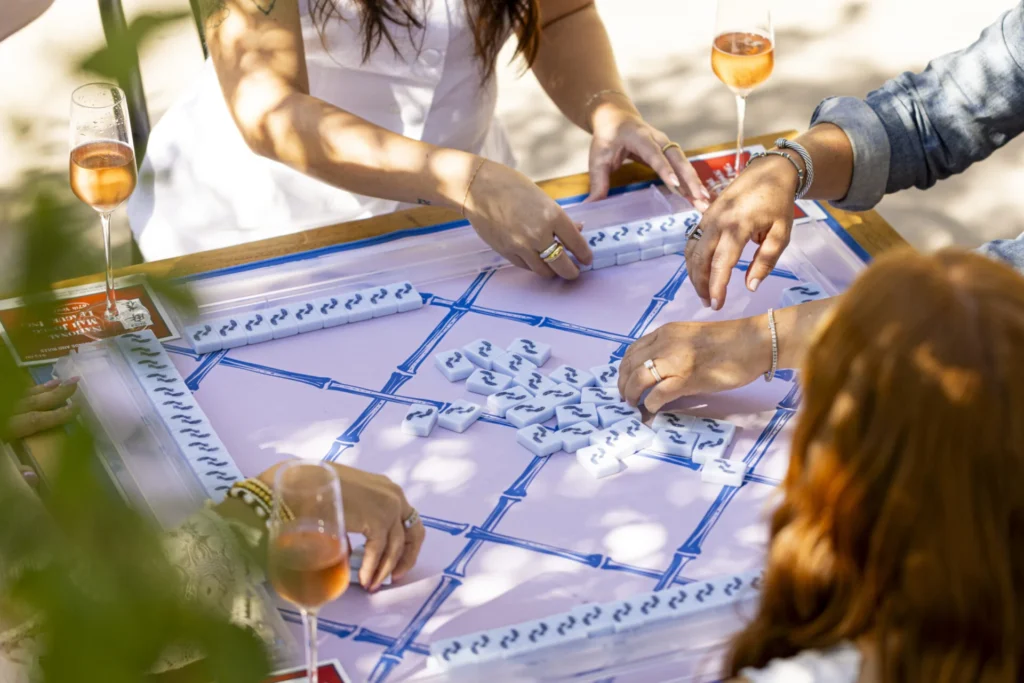 a group of people playing a board game